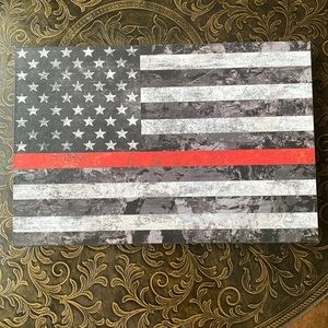 Firefighters American flag picture with Bible verse